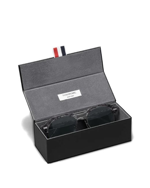 Thom Browne Gray Tortoiseshell-Effect Pilot Sunglasses