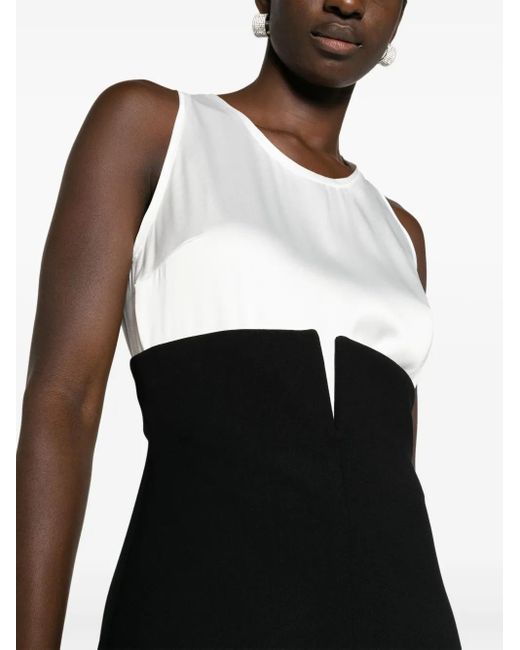 V:PM ATELIER Black Aria Two-Tone Crepe Maxi Dress