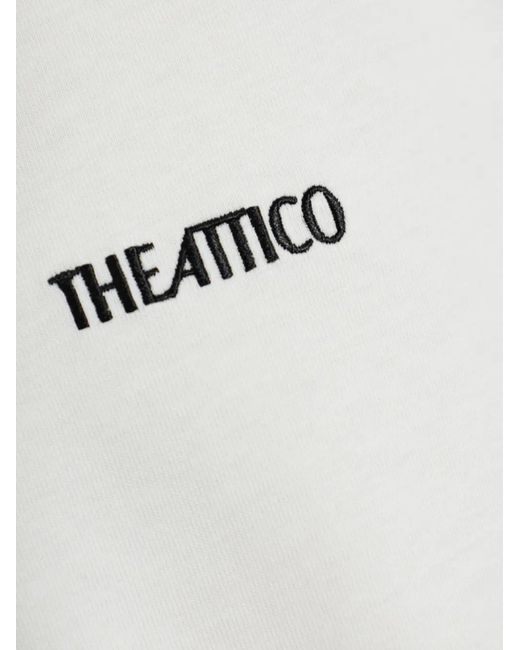 The Attico White Shoulder-Pad Logo-Embroidered T-Shirt