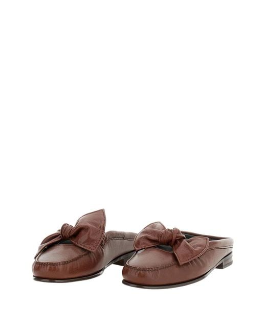 Hereu Brown Bow-Detail Loafer Mules