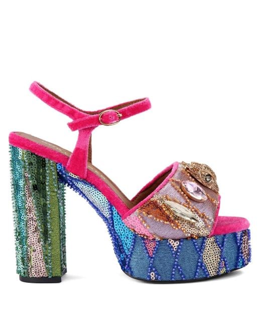 Sandali Con Plateau E Paillettes 125Mm di Kurt Geiger in Blue