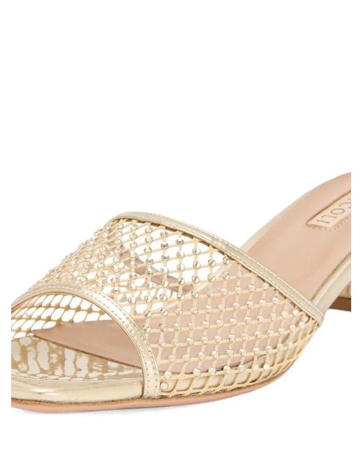 Nicoli Natural Square Toe Net Mules