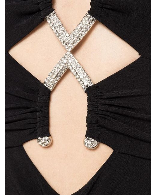 Robe Froncée Mi-Longue À Effet Métallisé Nissa en coloris Black