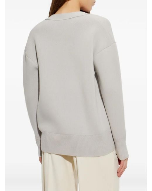 Lisa Yang White Amery V-Neck Drop-Shoulder Cardigan