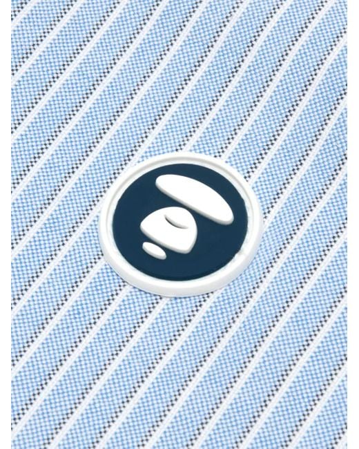 Aape By A Bathing Ape Blue Embroidered Striped Shirt for men