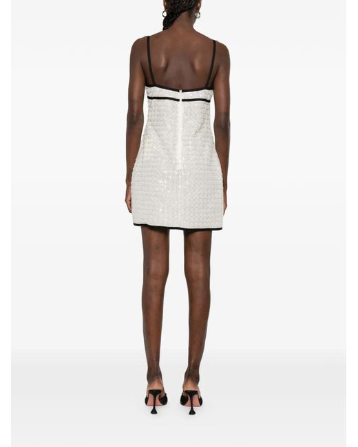 Elie Saab White Sequined Mesh Mini Dress