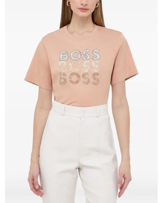 T-Shirt À Détail De Logo Boss en coloris White