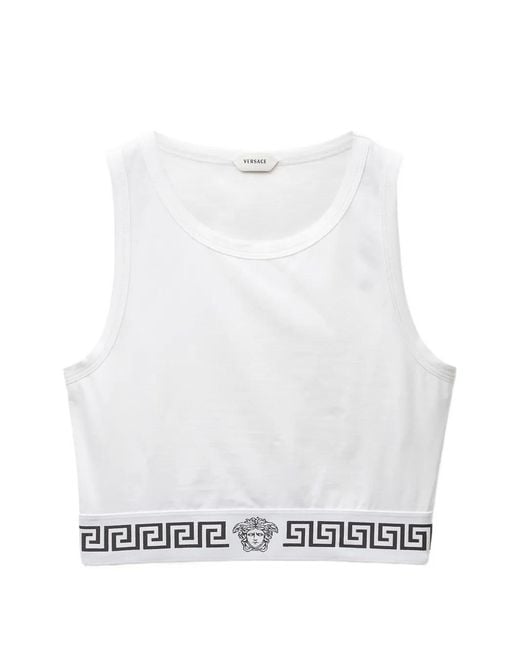 Top Corto De Algodón Versace de color White