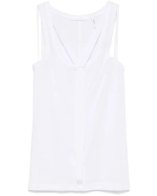 Helmut Lang White Strap Racer Tank Top
