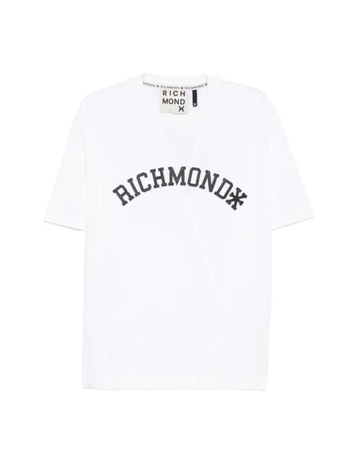 John Richmond White Logo-Patch T-Shirt for men