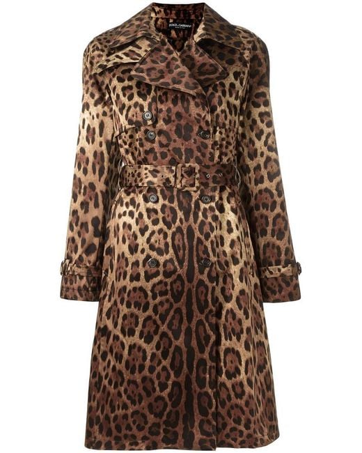 Dolce & Gabbana Brown Leopard Print Trench Coat