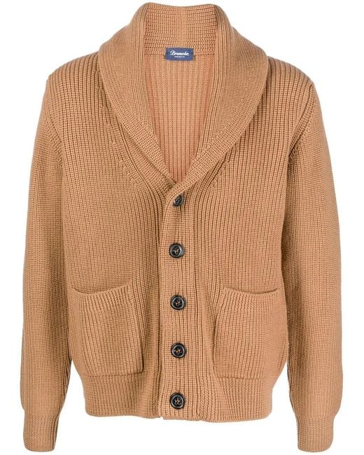 Drumohr Brown Steve Mcqueen Merino Cardigan for men
