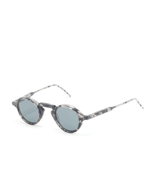 Thom Browne Gray Tortoiseshell Round-Frame Tinted Sunglasses