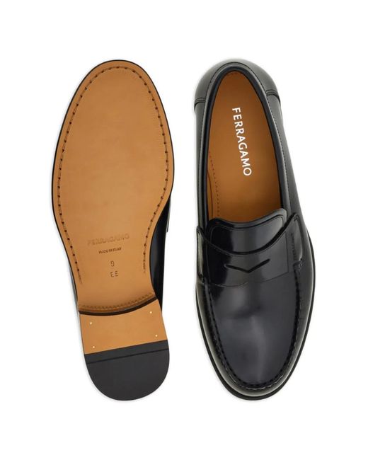 Ferragamo Black Penny Tubular Penny Loafers for men
