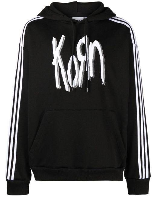 Adidas Black X Korn Embroidered Hoodie for men