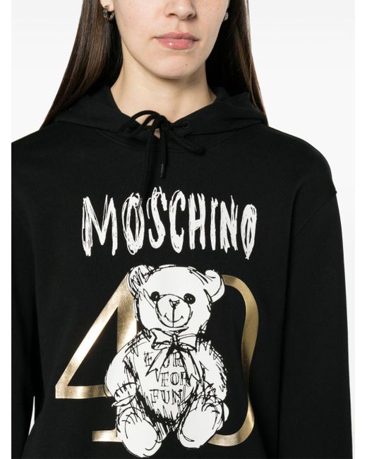 Moschino Black Teddy Bear-print Cotton Hoodie