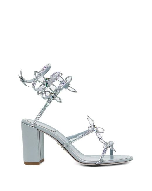Rene Caovilla White 80Mm Crystal-Embellished Floral Sandals