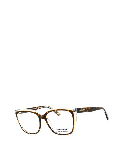 Skechers Black Tortoiseshell-Effect Rectangle-Frame Glasses