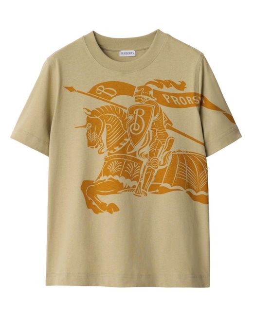 T-shirt girocollo con stampa Equestrian Knight di Burberry in Multicolor