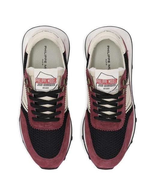 Philippe Model Brown Mesh-Panel Suede Low-Top Sneakers