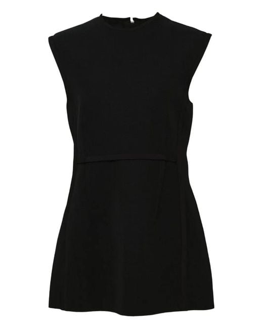 Jil Sander Black Crew-Neck Silk Top
