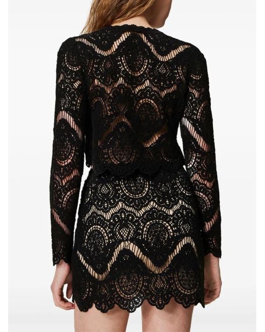 Twinset Black Crochet Mini Skirt