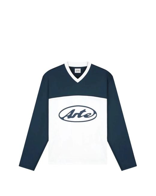 Arte' Blue Circle Logo V-Neck Longsleeve for men