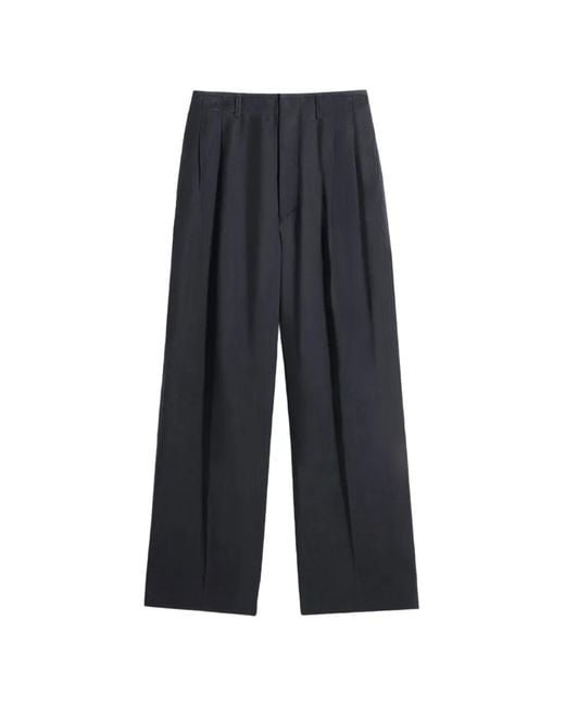 Lemaire Blue Pleated Tailored Pants for men