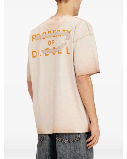 DIESEL Pink T-Look Raw-Trim T-Shirt for men