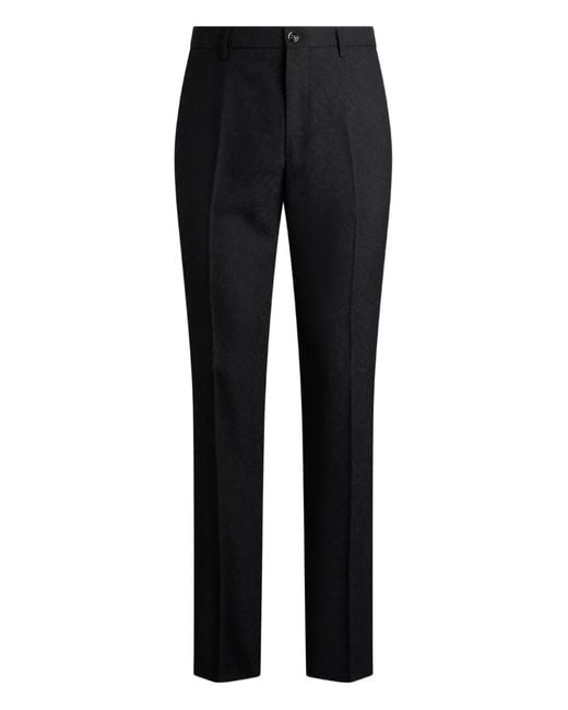 Etro Black Jacquard Paisley Trousers for men
