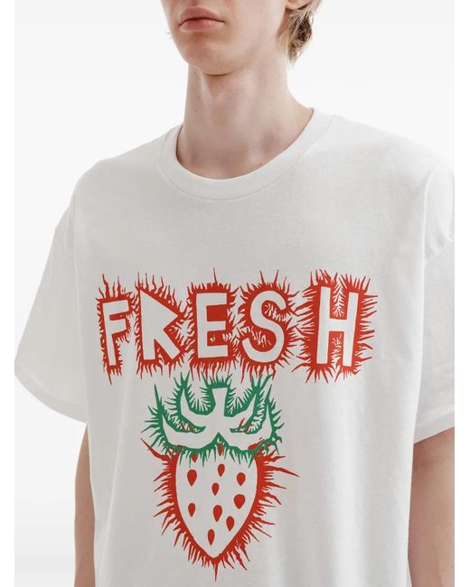 WESTFALL White Strawberry-Print T-Shirt for men