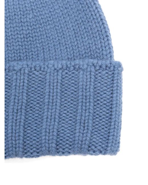 Drumohr Blue Ribbed Beanie Hat for men