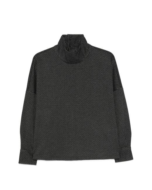 Niu Black Houndstooth-Pattern High-Neck Top