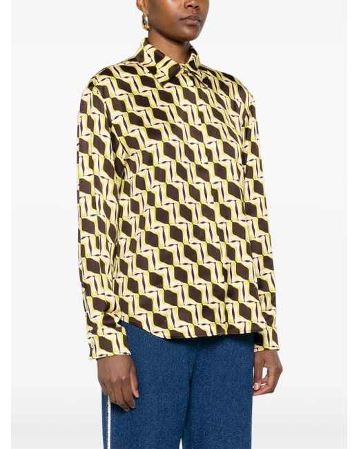 MSGM Natural Geometric-Print Shirt