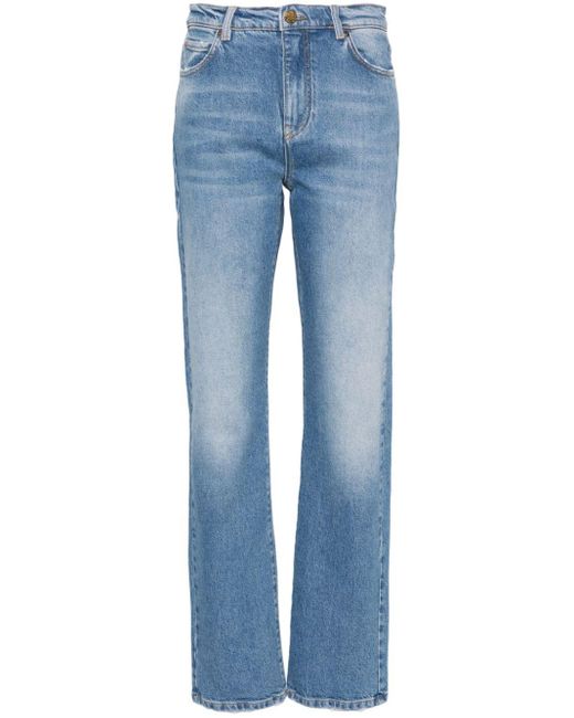 Pinko Blue High-rise Straight-leg Jeans