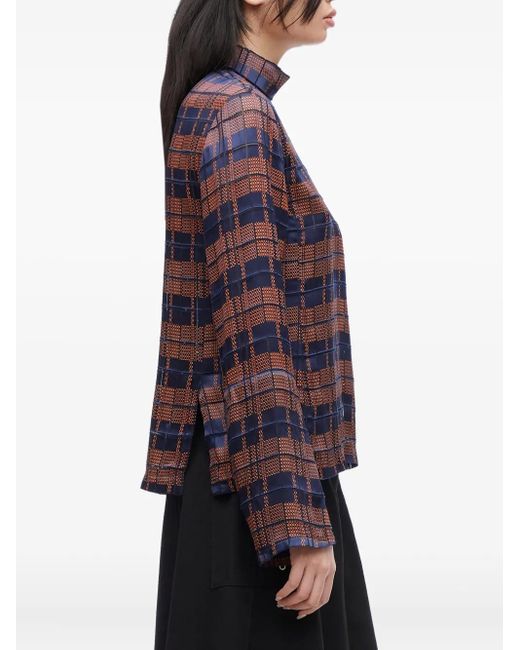 3.1 Phillip Lim Hester Geruite Blouse Met Hoge Hals in het Blue