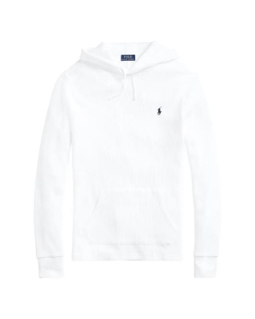 Polo Ralph Lauren White Logo-Embroidered Hoodie for men
