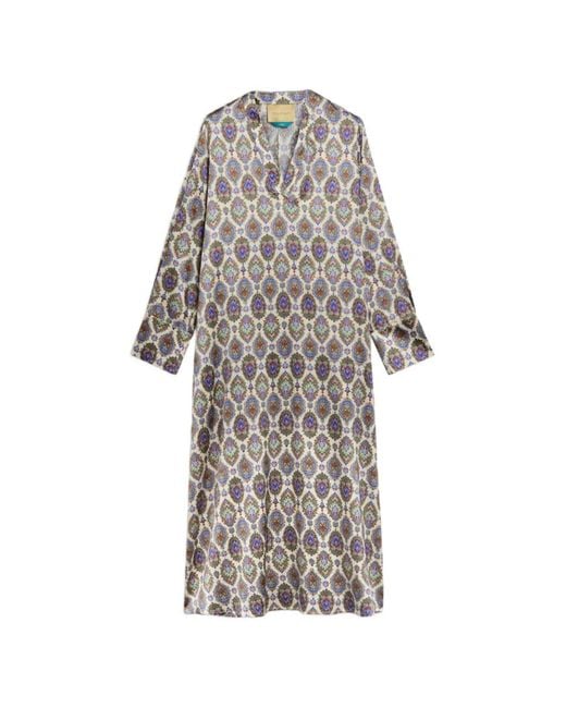Momoní White Amara Printed Satin Midi Dress