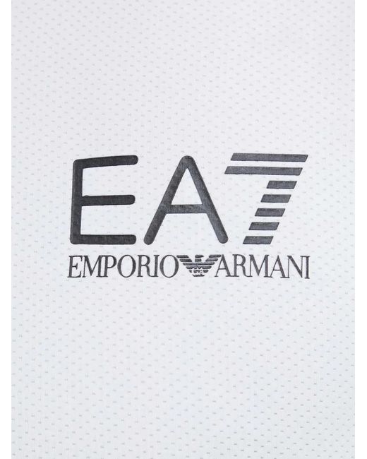 EA7 White Logo-Print Short-Sleeve Polo Shirt for men