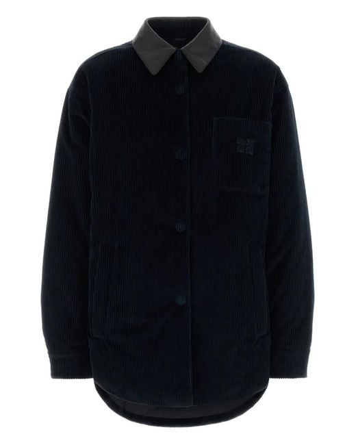 Miu Miu Blue Corduroy-Collar Overshirt