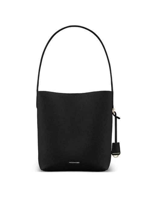 Maison De Sabre Black The Bucket Soft Tote Grained Leather Bucket Bag