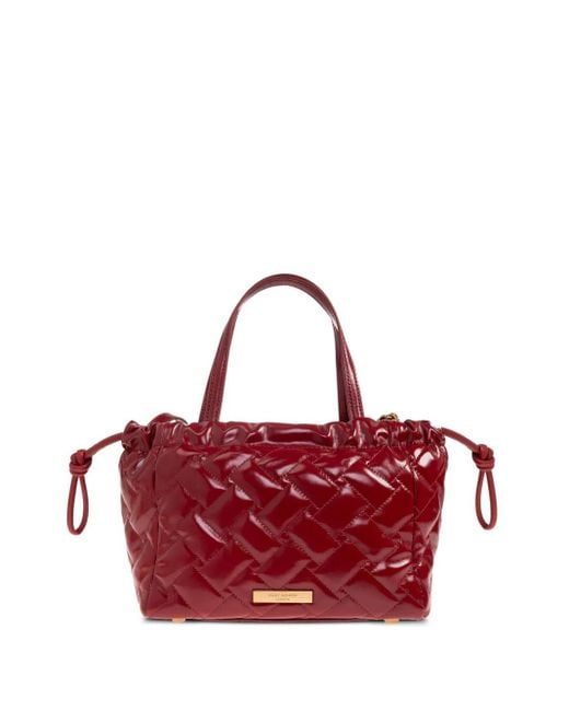Kurt Geiger Red Small Kensington Quilted String-Detail Tote Bag