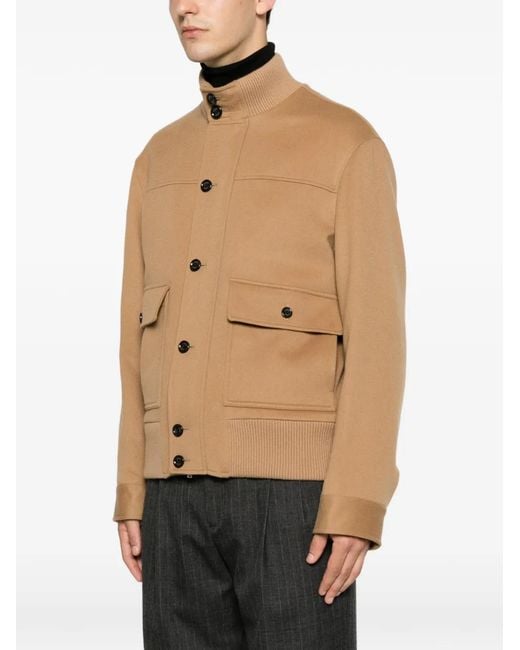 Lardini Natural Button-Up Ribbed-Trim Jacket for men