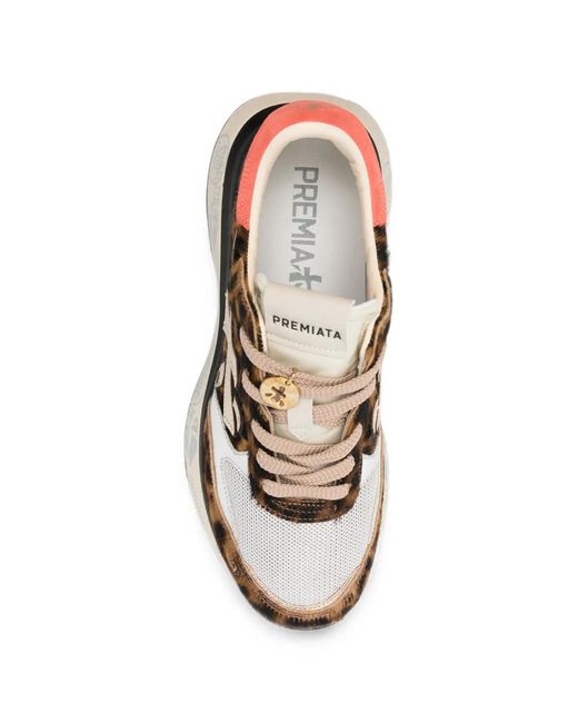 Premiata White Color Block Sneakers