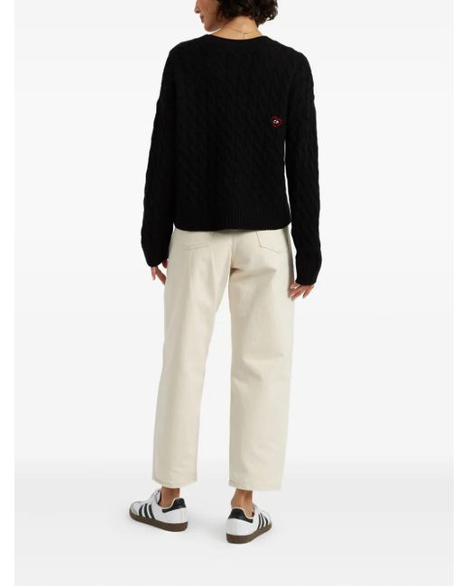 Chinti & Parker Black X Peanuts Snoopy-Motif Cable-Knit Sweater