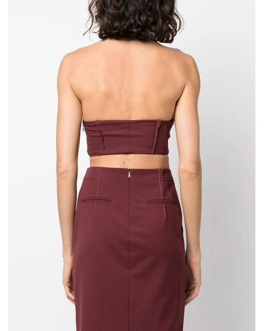 Patrizia Pepe Red Essential Sweetheart-Neck Strapless Top