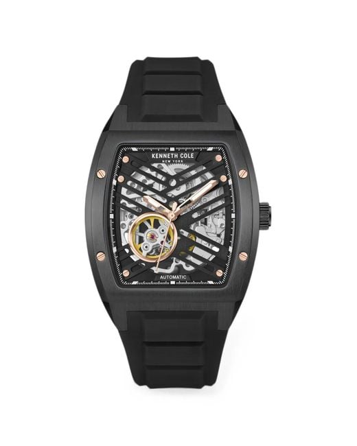 Kenneth Cole Black Skeleton Tonneau 40Mm Watch for men
