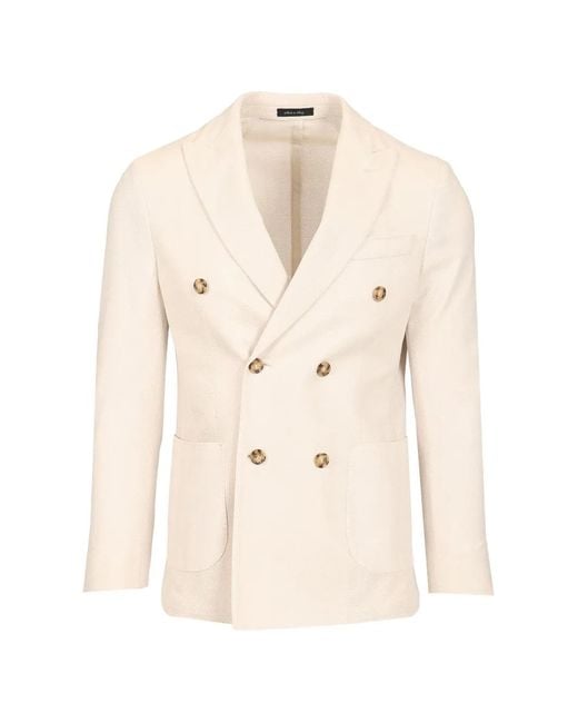 Al Duca D'aosta Natural Double-Breasted Peak-Lapel Jacket for men
