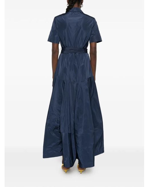 P.A.R.O.S.H. Blue Robe Longue À Détail Noué