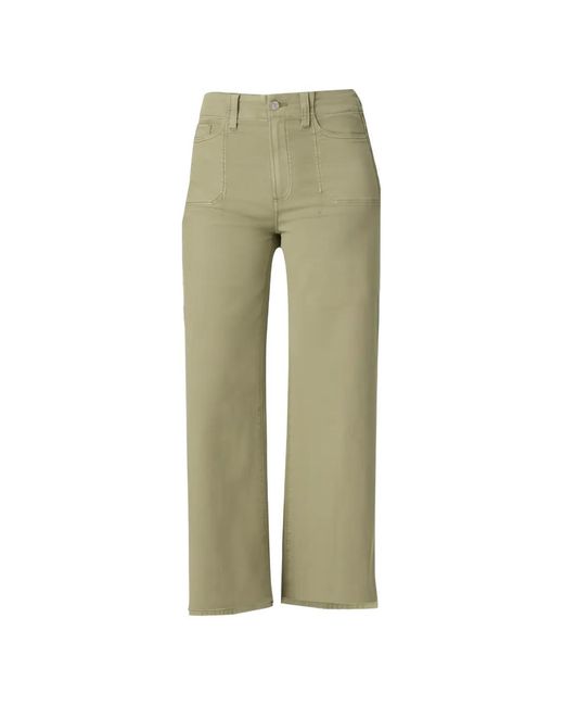 PAIGE Green Anessa Wide-Leg Jeans